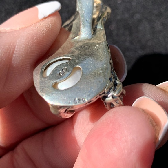 SS 925 pendant large natural pearl 2 CZ - Picture 3 of 5